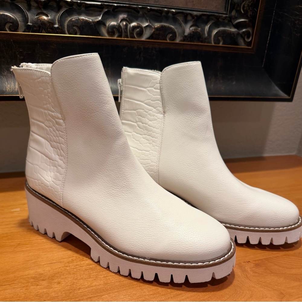 Coconuts by Matisse Textured White Ankle Boots-NWOT